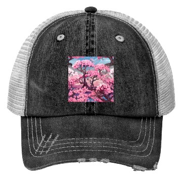 Discover Anime Euphoria: Fantasy Cherry Blossom Dreamscape Trucker Hats