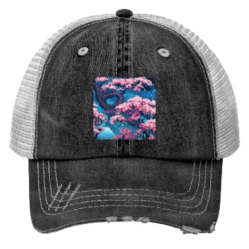 Discover Anime Euphoria: Fantasy Cherry Blossom Dreamscape Trucker Hats