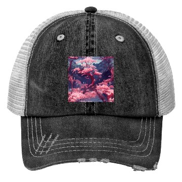 Discover Anime Euphoria: Fantasy Cherry Blossom Dreamscape Trucker Hats