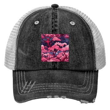 Discover Anime Euphoria: Fantasy Cherry Blossom Dreamscape Trucker Hats