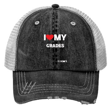 Discover I heart/love my grades joke Trucker Hats