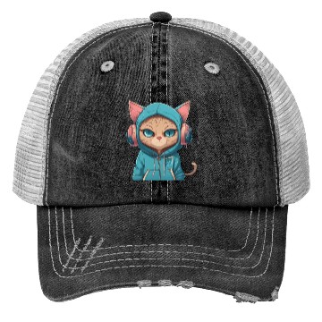 Discover Music lover cat Trucker Hats