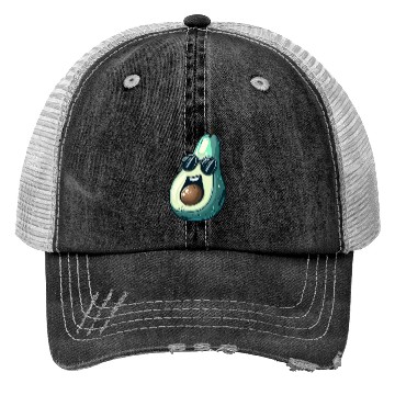 Discover Cool Kawaii Avocado with Sunglasses - Expressive Trucker Hats
