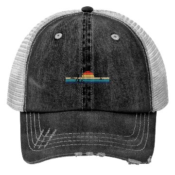 Discover Windsurfing Retro Sunset Vintage Stripe Racing Trucker Hats
