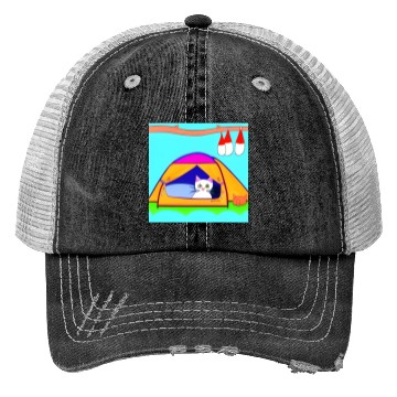 Discover Cat Camping In Nature Trucker Hats