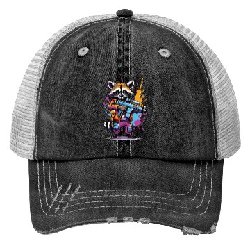 Discover Raccoon with laser gun Trucker Hats