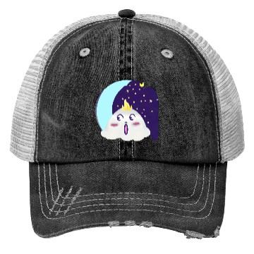 Discover Bl Moon With Surprised Little Cloud Trucker Hats