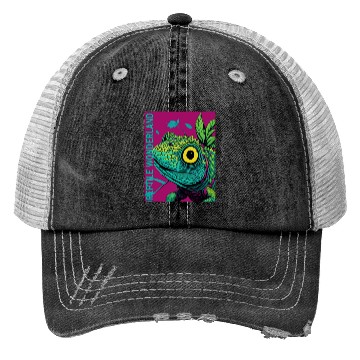 Discover Psychedelic Reptile Wonderland Retro Designs 7 Trucker Hats