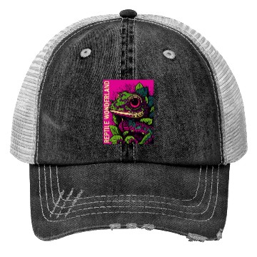 Discover Psychedelic Reptile Wonderland Retro Designs 9 Trucker Hats