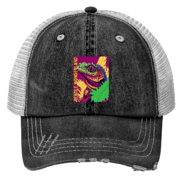 Discover Psychedelic Reptile Wonderland Retro Designs 5 Trucker Hats