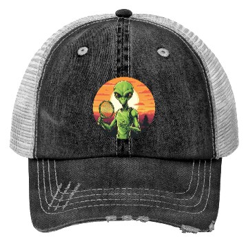 Discover Alien playing Tennis/Badminton at Sunset Trucker Hats