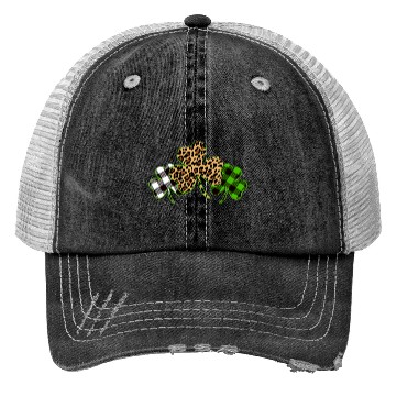 Discover St Patricks Day Leopard Print Plaid Shamrock Trucker Hats