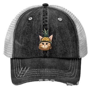 Discover Pineapple cat Trucker Hats