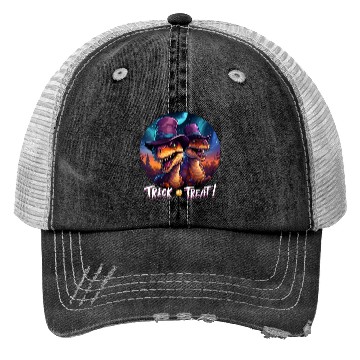 Discover Halloween Dinosaur Velociraptor Trick or Treat Trucker Hats