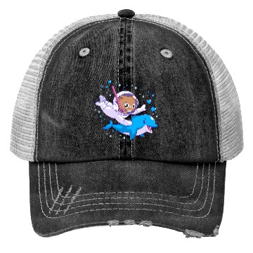 Discover Undersea cat and dolphin Trucker Hats