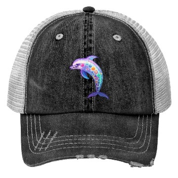 Discover Kawaii Dolphin - Fantastical Ocean Dreams Trucker Hats