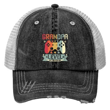 Discover GRANDPA LEVEL UNLOCKED Trucker Hats