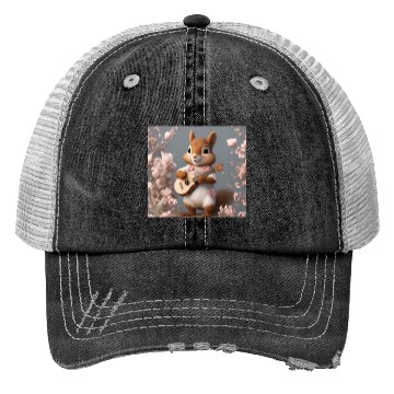 Discover Aesthetic Cottagecore Floral Cute Squirrel Playing Trucker Hats