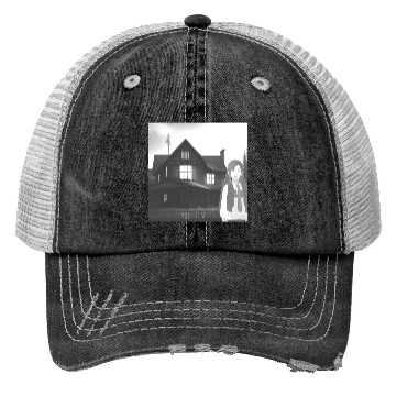 Discover Is a haunted house??? (Black and white version) Trucker Hats