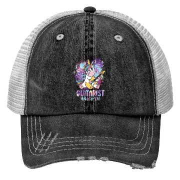 Discover Guitarist Unicorn Music Lover Pony Musician Guitar Trucker Hats