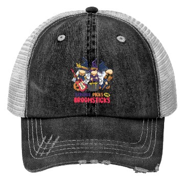 Discover Strings Picks and Broomsticks Witch Halloween Trucker Hats