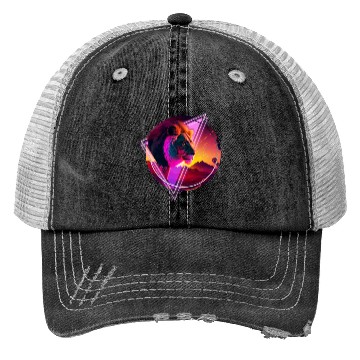 Discover Synthwave desert Lion Trucker Hats