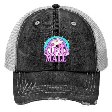 Discover Ironic Alpha Male Unicorn Rainbow Funny Trucker Hats