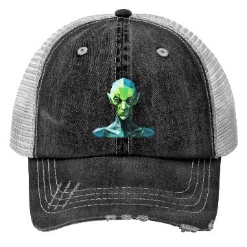 Discover Green Alien in Polygon Style Trucker Hats