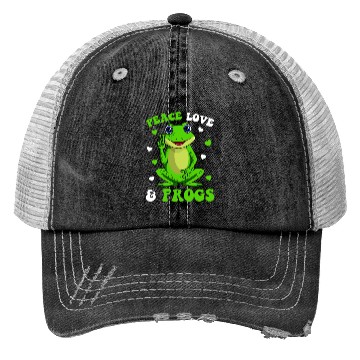 Discover Peace Love Frogs Lover Frog Kids Girls Women Trucker Hats