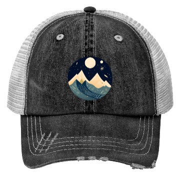 Discover Mountains moon stars Trucker Hats