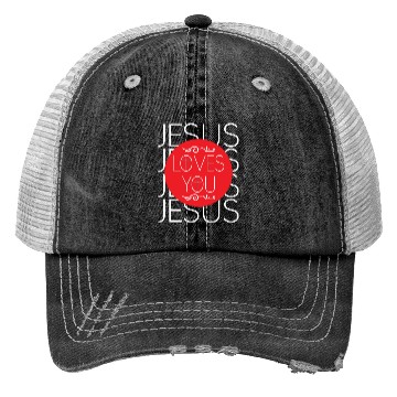 Discover Jesus ;oves You Christian Christmas Trucker Hats