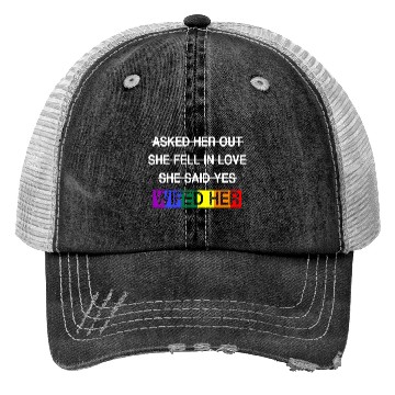 Discover Her Lgbtq Romantic Lesbian Wedding Day Trucker Hats