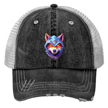 Discover Hooded Alpha Wolf Ninja: Leader of the Night Trucker Hats