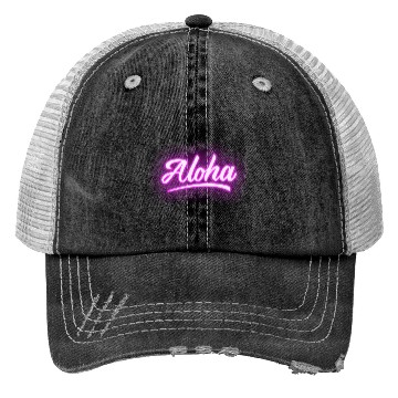Discover Aloha Pink Neon Lettering Trucker Hats