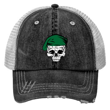 Discover Skeleton skull green beret Trucker Hats