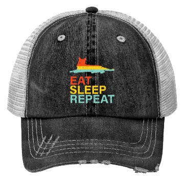 Discover Vintage Cat Life Eat Sleep Repeat Trucker Hats