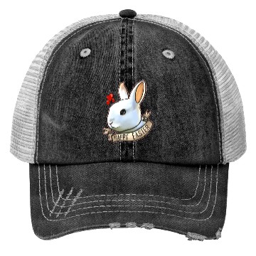 Discover Realistic Happy Easter Bunny Head With Hearts On Trucker Hats