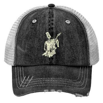 Discover Funny Microphone Skeleton Playing Electric Guitar Trucker Hats