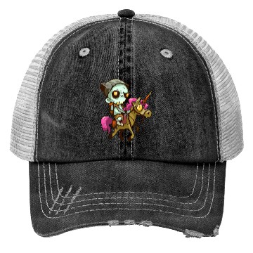 Discover Zombie on unicorn Trucker Hats