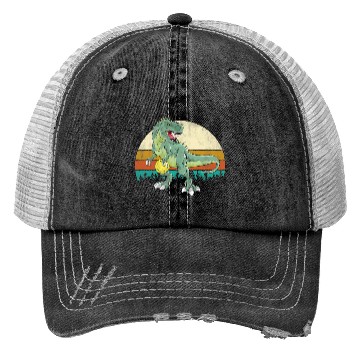 Discover Dinosaur Frolf Player Gift T Rex Golfer Dino Retro Trucker Hats