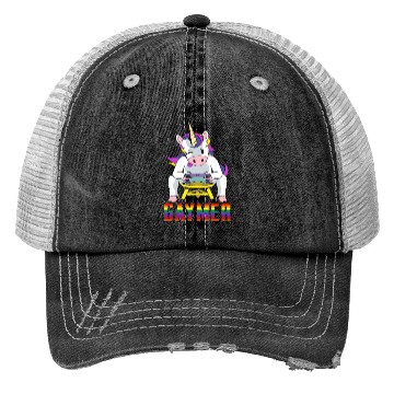 Discover LGBTQ Gaymer Gamer Gay Rainbow Unicorn Trucker Hats