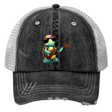 Discover Tropical turtle with guitar Trucker Hats