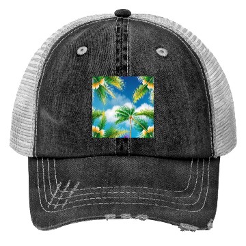 Discover Tropical Whispering Palm Trees Trucker Hats