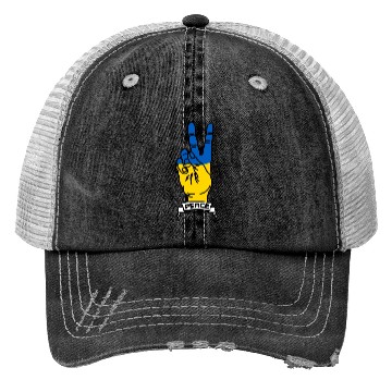 Discover Peace for Ukraine text Trucker Hats