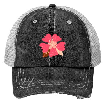 Discover Hot Pink Hibiscus Flower Trucker Hats