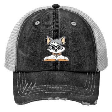Discover Little Wolf Reading A Book Trucker Hats
