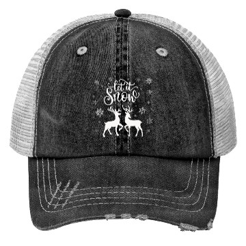 Discover Let It Snow With Deer And Snowflakes Trucker Hats