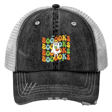 Discover Booooks Cute Ghost Reading A Book Funny Book Lover Trucker Hats