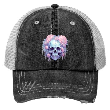 Discover Pastel Goth Floral Skull Trucker Hats
