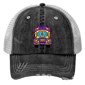 Discover Tie Dye School Bus Trucker Hats